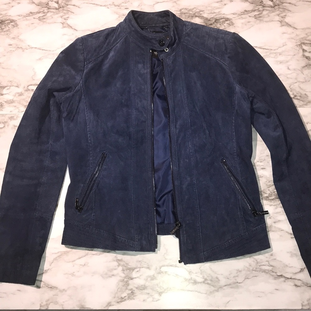 ROYAL BLUE LEATHER SUEDE JACKET